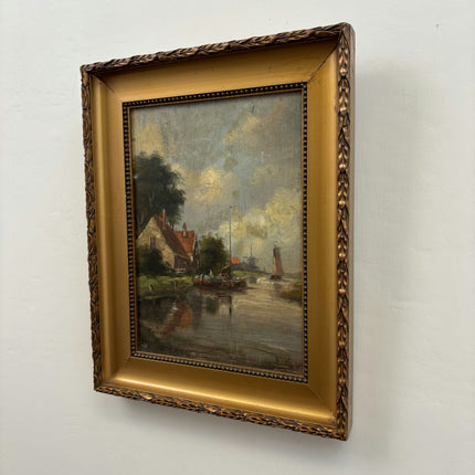 Handcrafted Landscape Oil Painting "Thatched Cottage" Elegant Small Artwork Holland Art Shop