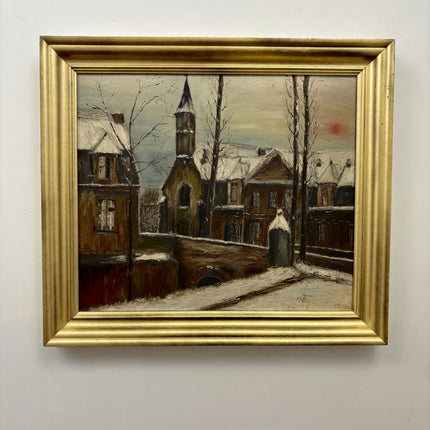 Detailed Winter Landscape Oil Painting "Snowy Church" Expressive Art Holland Art Shop