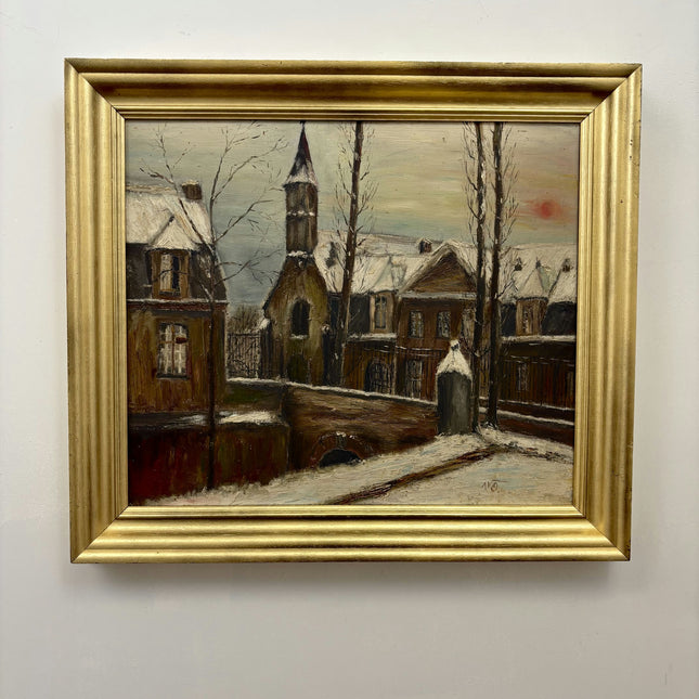 Detailed Winter Landscape Oil Painting "Snowy Church" Expressive Art Holland Art Shop