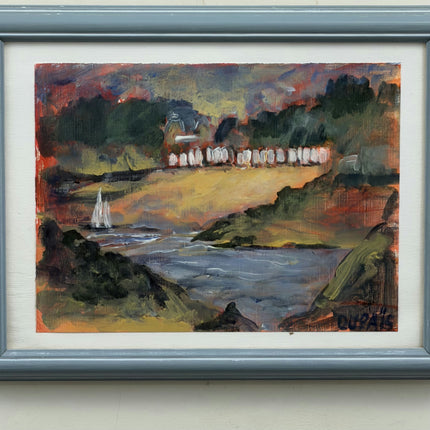 Rustic Seascape Oil Painting "Sailboat Alone" Refined Small Art Holland Art Shop