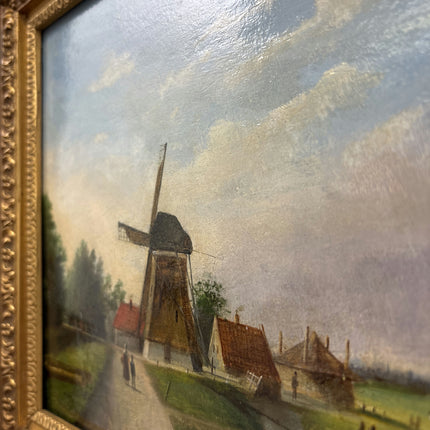 19th Century Antique Landscape Oil Painting "Gilded Frame" Dutch Artwork Holland Art Shop