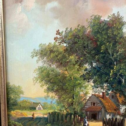 Handcrafted Landscape Oil Painting "Thatched Cottage" Original Small Artwork Holland Art Shop