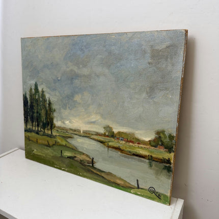 Original Landscape Oil Painting "River Bend" Handcrafted Art Holland Art Shop