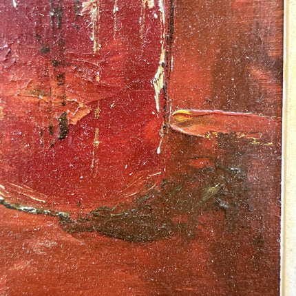 Original Still Life Oil Painting "Red Bottle" Rustic Small Art Holland Art Shop