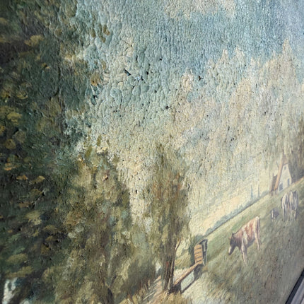 Refined Farm Oil Painting "Grazing Cows" Detailed Large Art Holland Art Shop