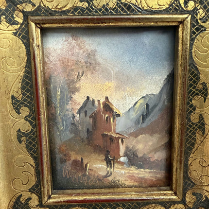 Vintage Landscape Oil Painting "Gilded Frame" Refined Small Art Holland Art Shop