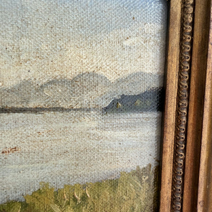 19th Century Antique Landscape Oil Painting "Gilded Frame" Small Art Holland Art Shop
