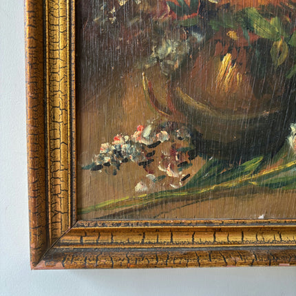 Vintage Floral Still Life Oil Painting "Orange Bouquet" Authentic Small Art Holland Art Shop