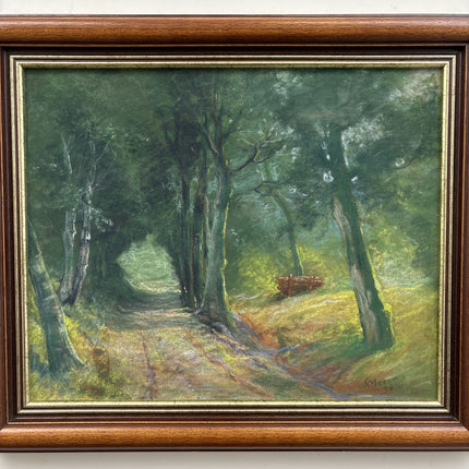 Vintage Landscape Oil Painting "Forest Path" Rustic Artwork Holland Art Shop