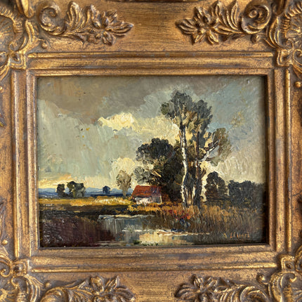 Elegant Landscape Oil Painting "Gilded Frame" Original Small Art Holland Art Shop