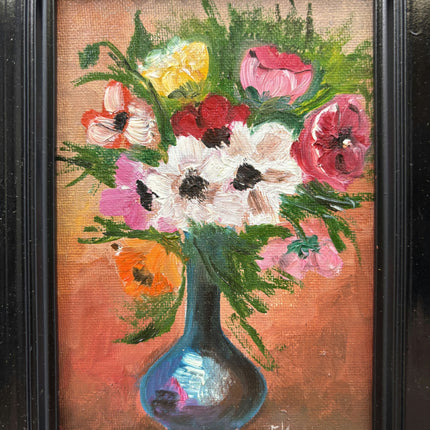 Expressive Flowery Still Life Oil Painting "Canvas Scratches" Small Art Holland Art Shop