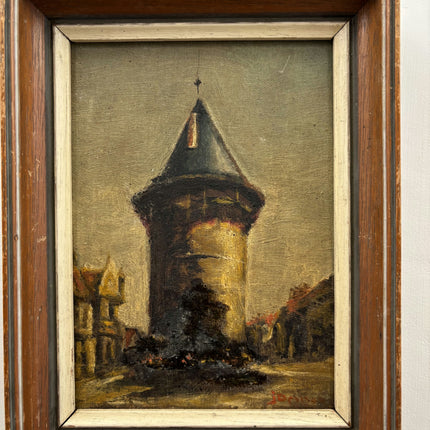 Classic Cityscape Oil Painting "Stone Tower" Timeless Small Artwork Holland Art Shop