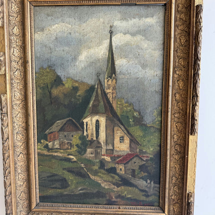 Elegant Landscape Oil Painting "Village Church" Original Art Holland Art Shop