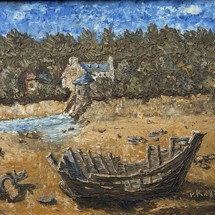 Timeless Landscape Oil Painting "Old Boat" Original Art Holland Art Shop
