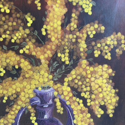 Expressive Floral Still Life Oil Painting "Purple Vase" Elegant Artwork Holland Art Shop