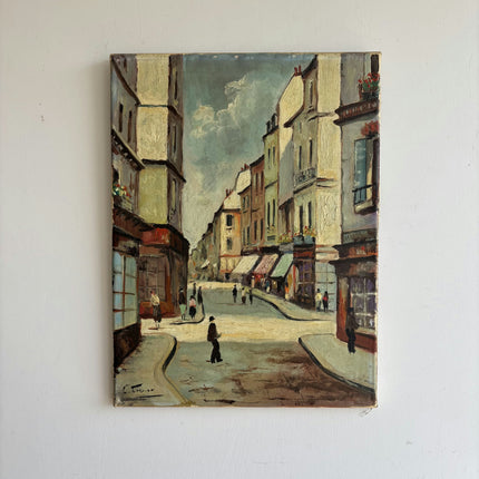 Detailed Cityscape Oil Painting "City Street" Refined Small Art Holland Art Shop