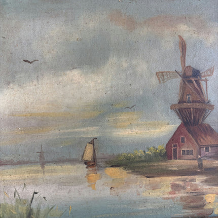 Detailed Landscape Oil Painting "Windmill Tower" Rustic Art Holland Art Shop
