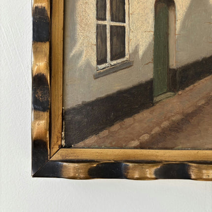 Handcrafted Cityscape Oil Painting "Row Houses" Elegant Small Artwork Holland Art Shop