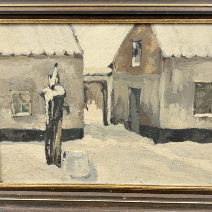 Original Winter Landscape Oil Painting "Snowy Village" Rustic Art Holland Art Shop