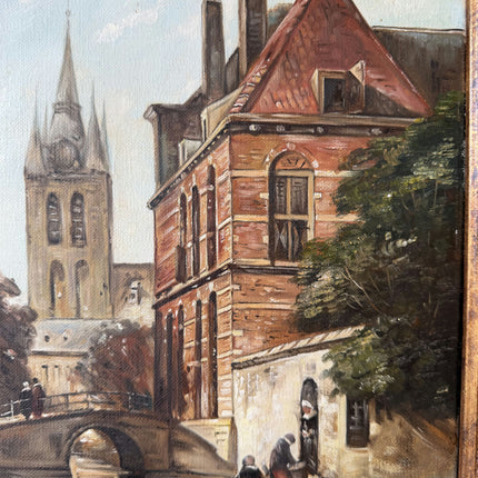 Intriguing Oil Painting Cityscape "Canal Bridge" The Hague (Netherlands) Artwork Holland Art Shop