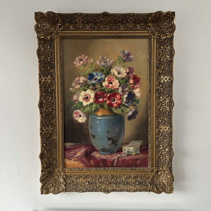 Vintage Oil Painting Floral Still Life "Flower Arrangement" Large Artwork Holland Art Shop
