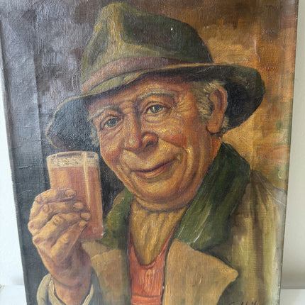 Vintage Portrait Oil Painting "Smiling Man" Traditional Small Art Holland Art Shop