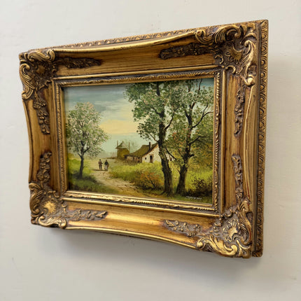 Timeless Landscape Oil Painting "Gilded Frame" Rustic Small Artwork Holland Art Shop
