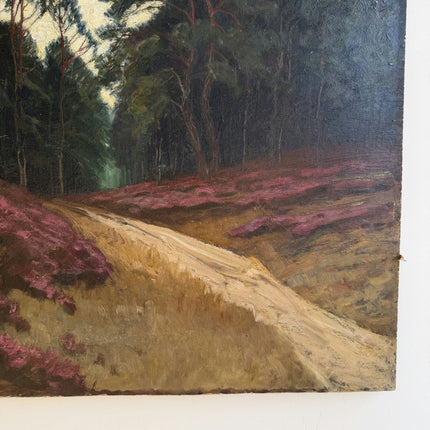 Vintage Landscape Oil Painting "Heather Path" Rustic Large Art Holland Art Shop