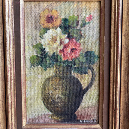 Elegant Floral Still Life Oil Painting "Flower Vase" Traditional Small Artwork Holland Art Shop