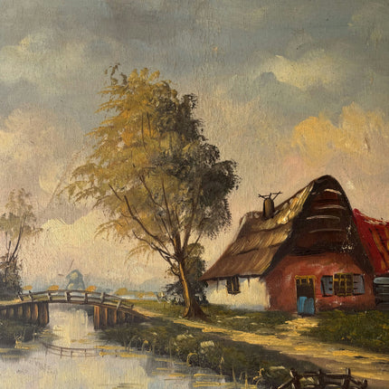 Detailed Landscape Oil Painting "Thatched Cottage" Rustic Art Holland Art Shop
