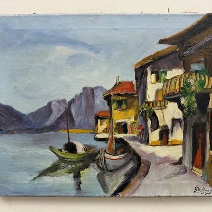 Original Harbor Scene Oil Painting "Docked Boats" Timeless Artwork Holland Art Shop