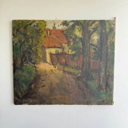 Refined Landscape Oil Painting "Cottage Roof" Authentic Art Holland Art Shop