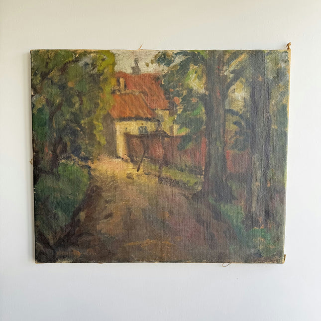 Refined Landscape Oil Painting "Cottage Roof" Authentic Art Holland Art Shop