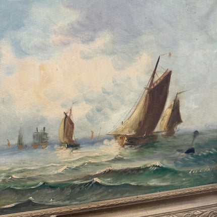 Vintage Seascape Oil Painting "Sailing Ship" Expressive Artwork Holland Art Shop