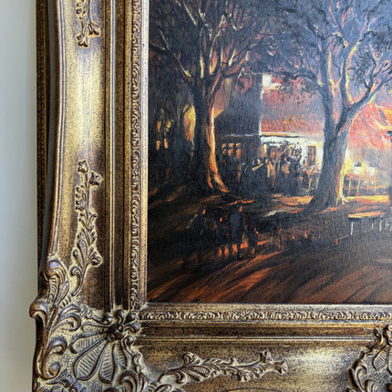 Rustic Cityscape Oil Painting "Ornate Frame" Elegant Belgique Artwork Holland Art Shop