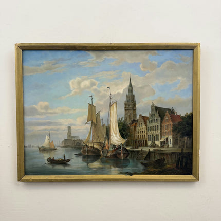 Elegant Scenery Oil Painting "Sailing Ships" Rustic Art Holland Art Shop