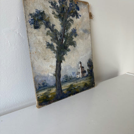 Traditional Landscape Oil Painting "Lonely Tree" Elegant Small Art Holland Art Shop