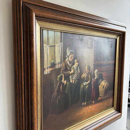 Vintage Figurative Oil Painting "Seated Children" Original Dutch Art Holland Art Shop