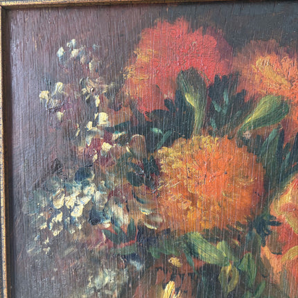Vintage Floral Still Life Oil Painting "Orange Bouquet" Authentic Small Art Holland Art Shop
