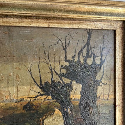 Expressive Landscape Oil Painting "Twisted Tree" Vintage Art Holland Art Shop