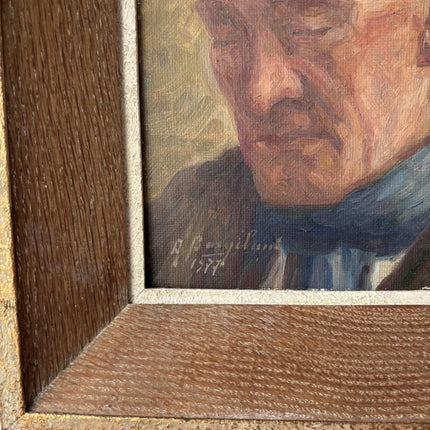 Original Oil Painting Portrait "Pensive Man" Fine Small Art Holland Art Shop