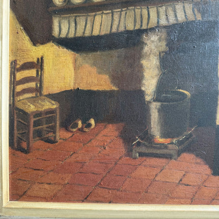 Vintage Interior Oil Painting "Wooden Chair" Refined Artwork Holland Art Shop
