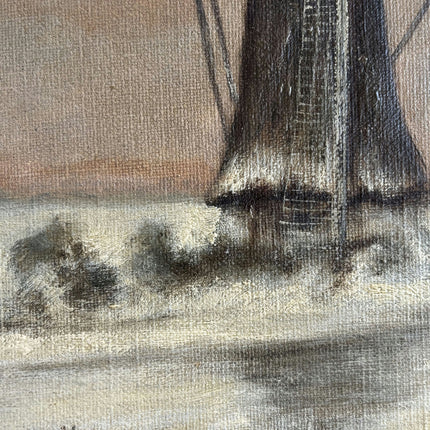 Vintage Landscape Oil Painting "Windmill Pair" Original Dutch Artwork Holland Art Shop