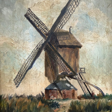 Traditional Landscape Oil Painting "Old Windmill" Original Small Art Holland Art Shop