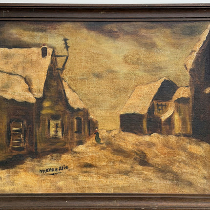 Original Winter Landscape Oil Painting "Snowy Village" Traditional Artwork Holland Art Shop