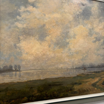 Large seascape oil painting year 1930. Sizing 115 x 89 cm