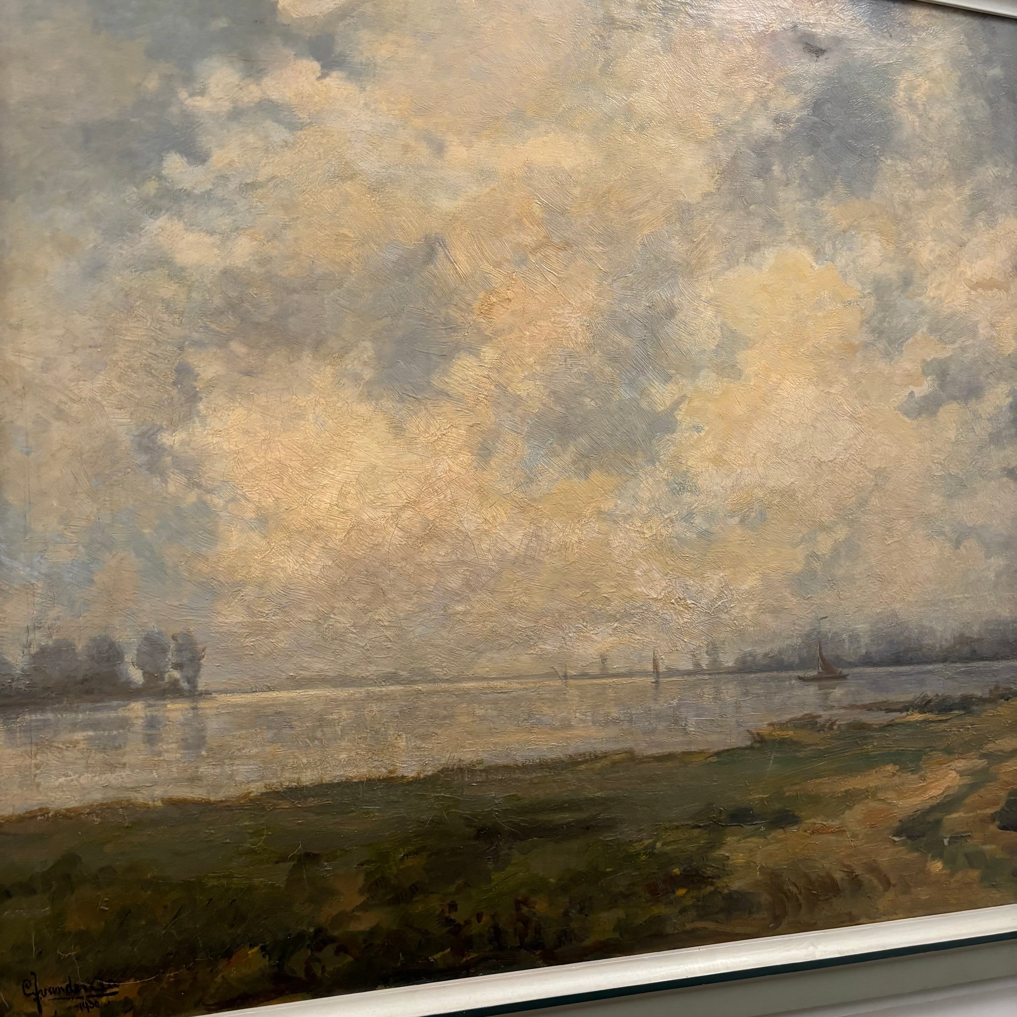Large seascape oil painting year 1930. Sizing 115 x 89 cm