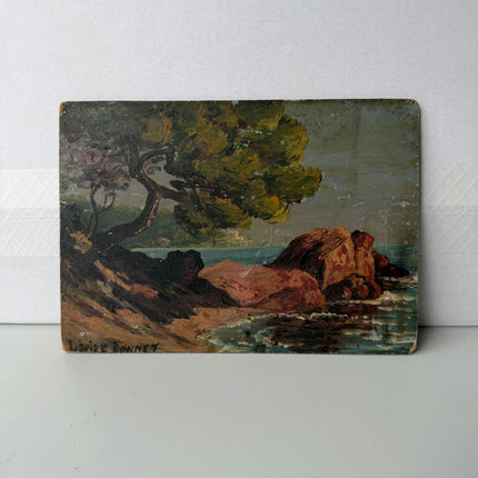 Rustic Landscape Oil Painting "Coastal Rocks" Detailed Small Artwork Holland Art Shop