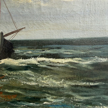 Rustic Seascape Oil Painting "Red Sailboat" Traditional Art Holland Art Shop