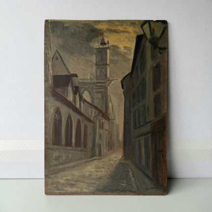 Rustic Cityscape Oil Painting "Clock Tower" Refined Art Holland Art Shop